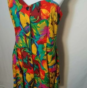 Vintage 80s tropical dress large